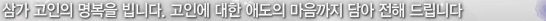 삼가 고인의 명복을 빕니다. 고인에 대한 애도의 마음까지 담아 전해 드립니다